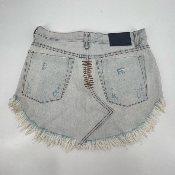 One X OneTeaspoon Raw Hem Distressed Denim Jean Mini Skirt Size 26 Women’s - Picture 3 of 7